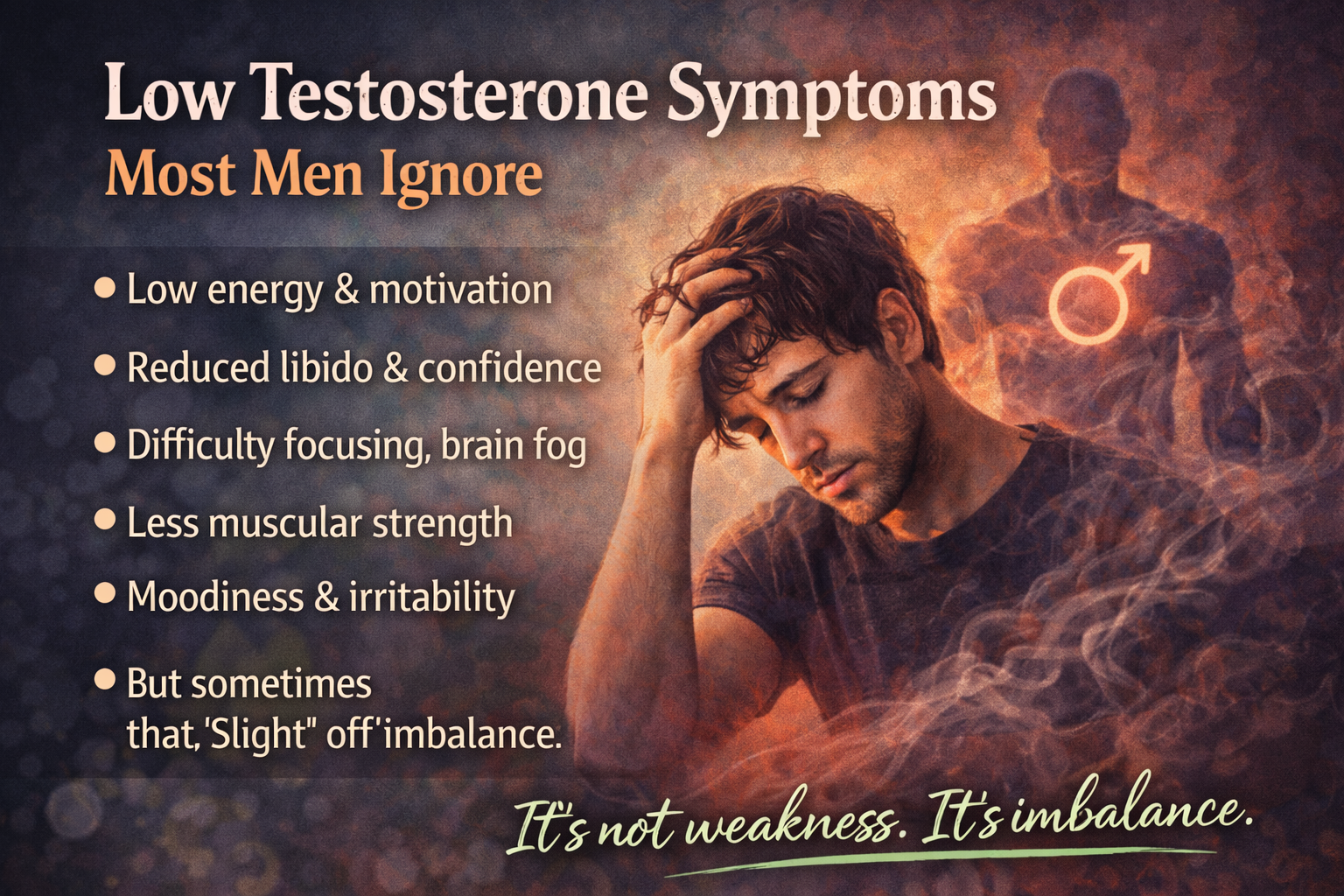 Man feeling tired and low energy, symbolic of low testosterone symptoms
