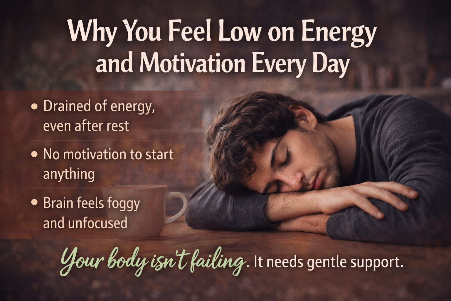 Woman feeling low energy and lack of motivation, sitting tired