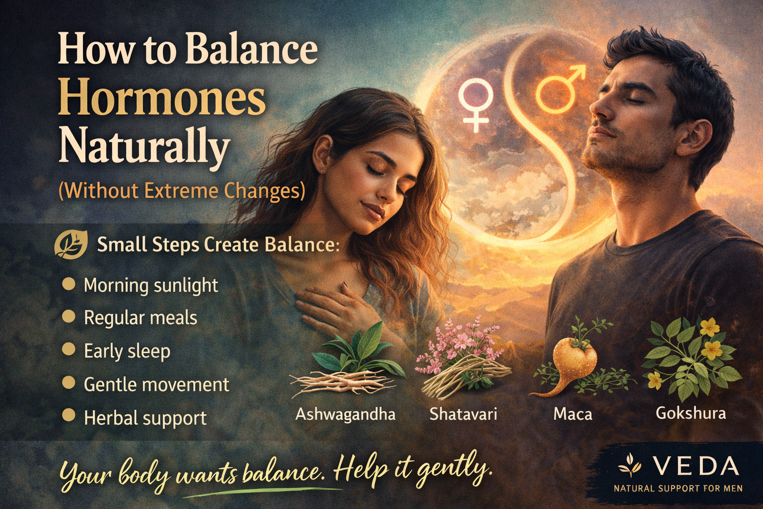 Woman meditating in nature, symbolizing natural hormonal balance