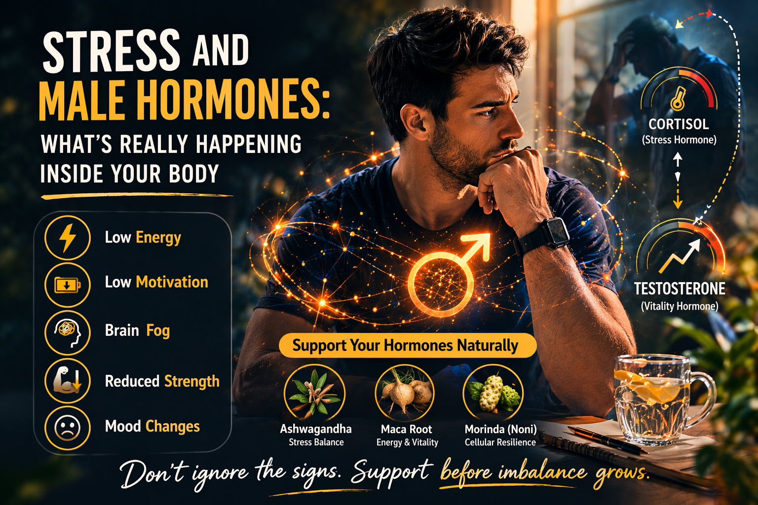 Man working under pressure, symbolizing stress and its effect on testosterone